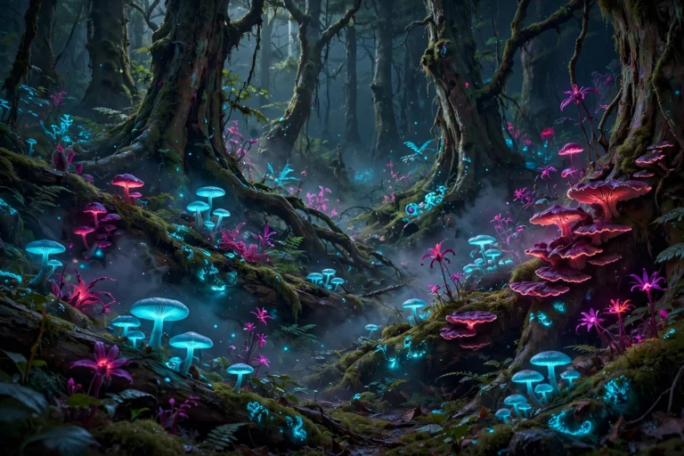 Neon Bio-Luminescent Forest